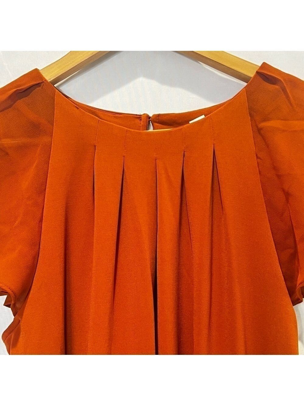 Calvin Klein Pleaded Sheer Flutter Short Sleeve Blouse Top Size M - Picture 6 of 12